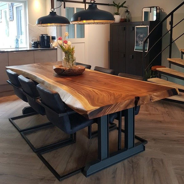 Industrial Furniture Modern Living Side Panels Custom Size Solid Walnut Wooden Dining Table