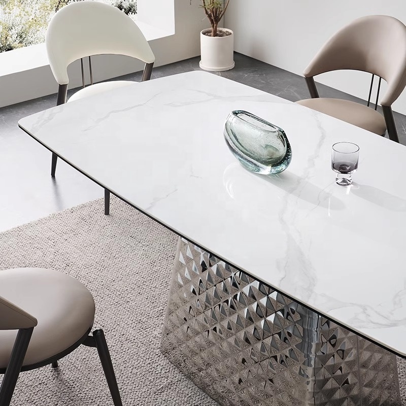 Composite Rock Panel Dining Table Chair Combination Italian Nordic Modern Minimalist Internet Famous Table for Household Use