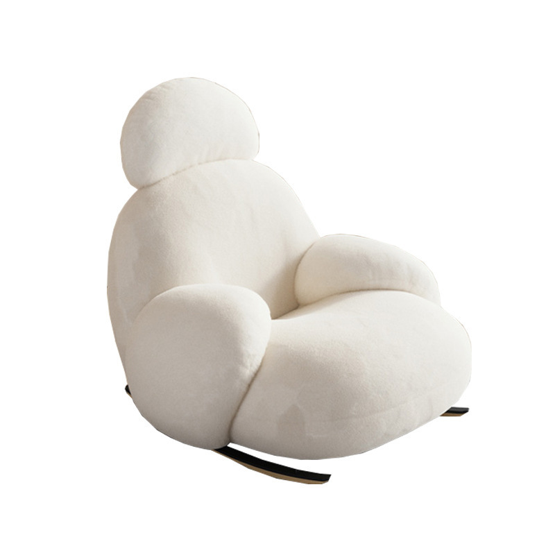 2024 YOUTAI Creamy White Chair Single Sofa Rocking Chair Simple Modern Balcony Leisure Chair