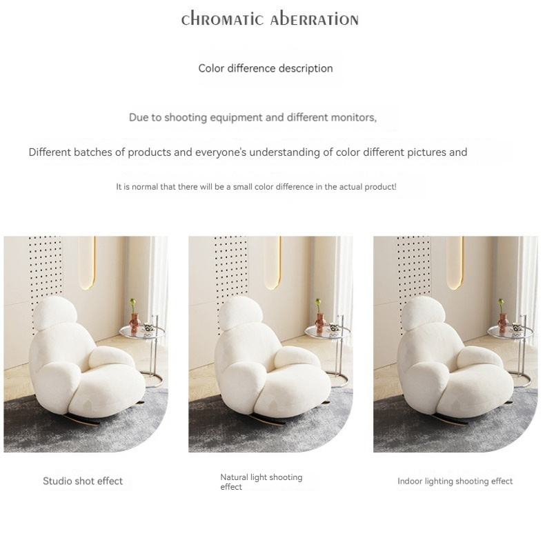 2024 YOUTAI Creamy White Chair Single Sofa Rocking Chair Simple Modern Balcony Leisure Chair