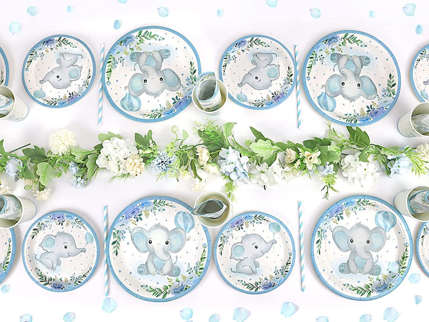 Baby Shower Party  Decoration  Blue Elephant party Tableware Boy Favor Party Supplies Paper Plate Cup Napkin