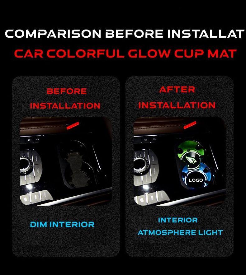 Led Car Cup Holders Intelligent Luminous Lights USB Charging Mat Waterproof Cup Pad Car Led Water Drink Coaster Cup With Led