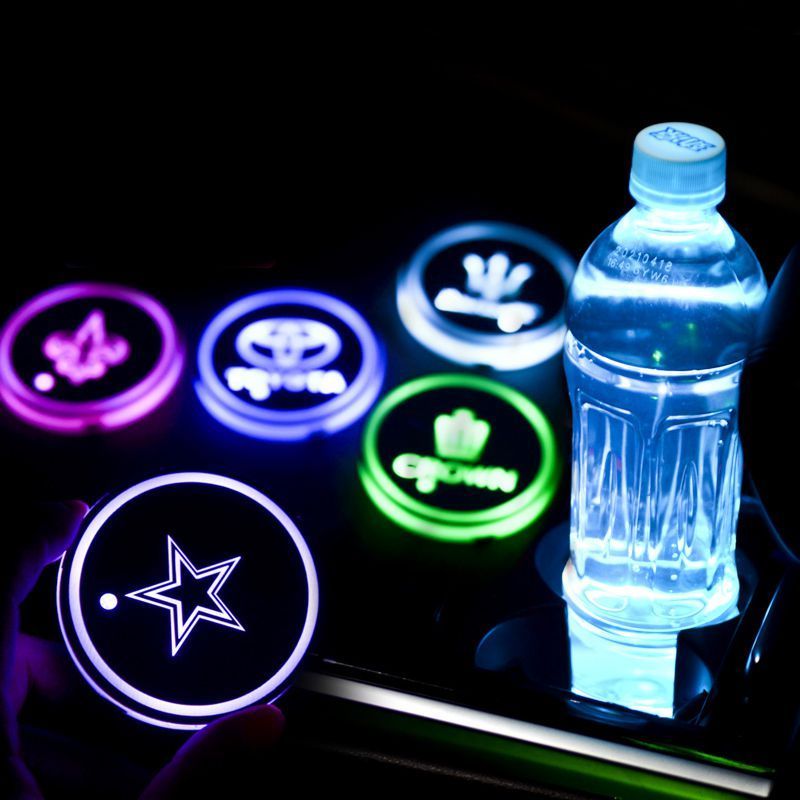 Led Car Cup Holders Intelligent Luminous Lights USB Charging Mat Waterproof Cup Pad Car Led Water Drink Coaster Cup With Led