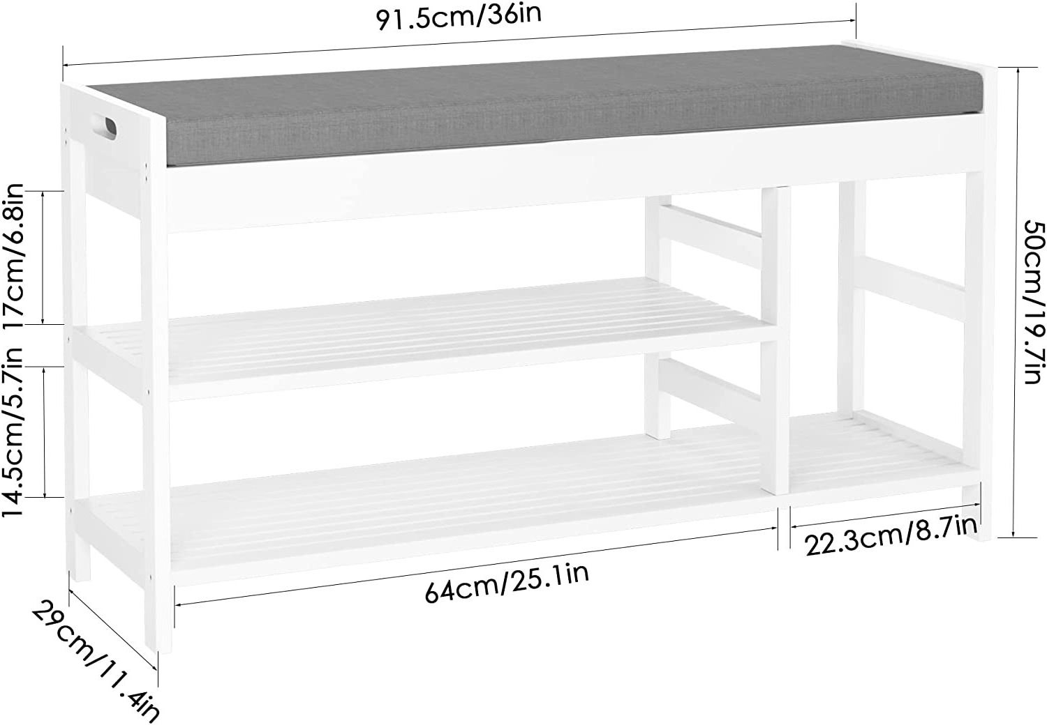 Wood Shoe Rack Cabinet Wooden Modern Bench Organizer Shoes Storage Shelf for Entryway Mudroom with Hidden Cabinet