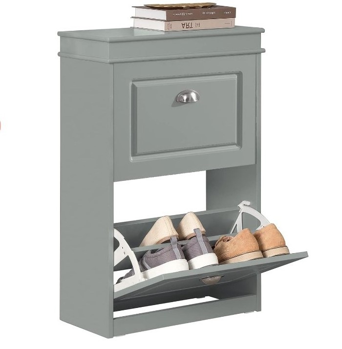 Small space cabinet 2 flip door cabinet rack shoe storage cupboard in MDF material