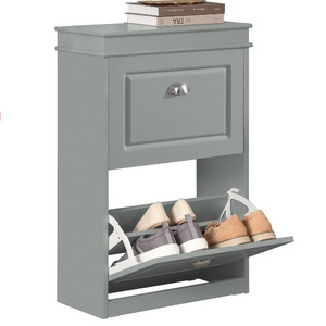 Small space cabinet 2 flip door cabinet rack shoe storage cupboard in MDF material