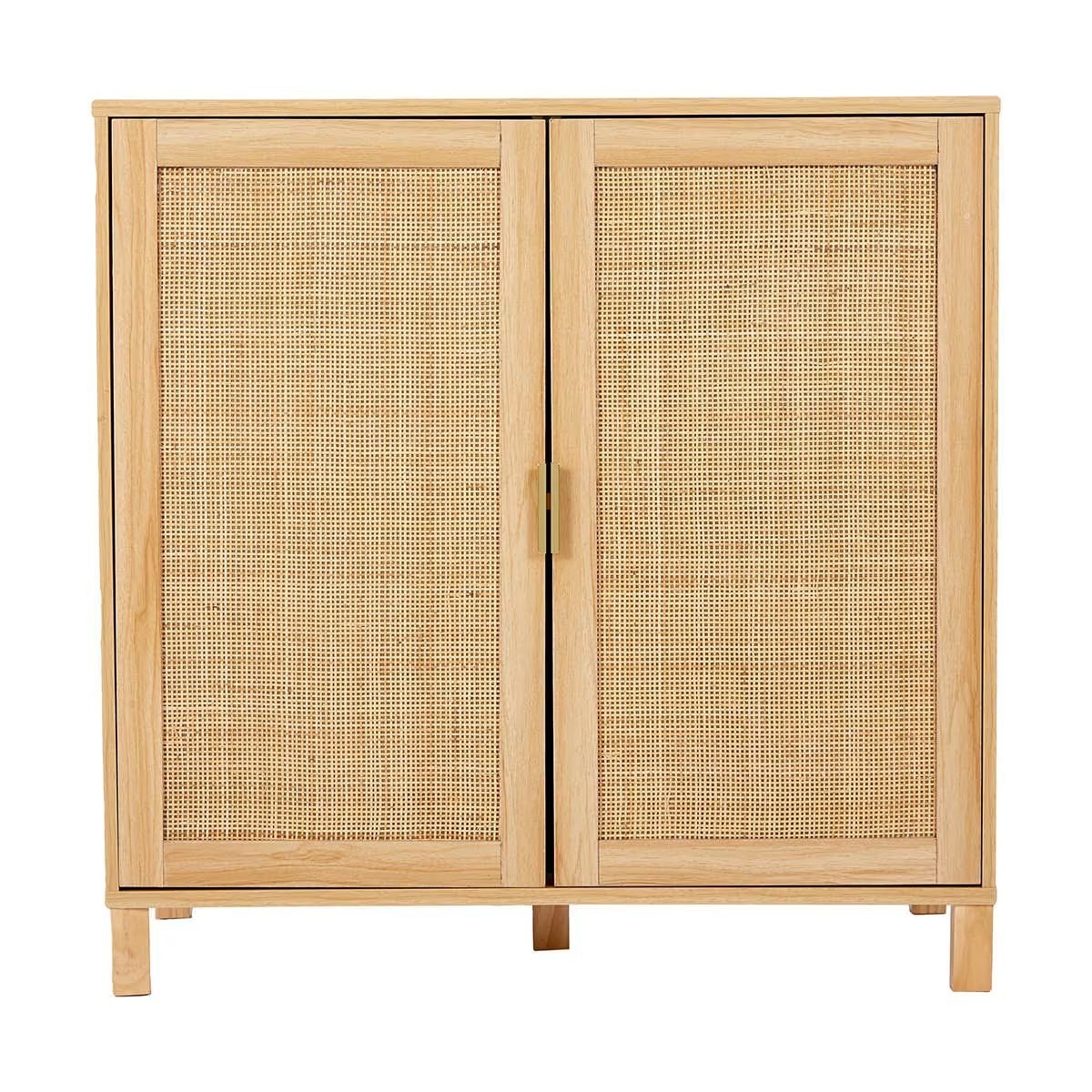 Rattan Cabinet with Adjustable Shelf Doors Sideboard Buffet Cabinet with Storage Accent Cabinet for Living Room Kitchen Entryway