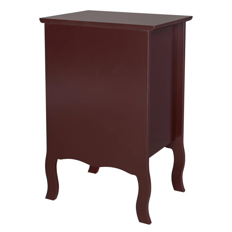 Wooden Curved Legs Narrow Modern Side Table Nightstand with Drawers Chest Bedside Cabinet