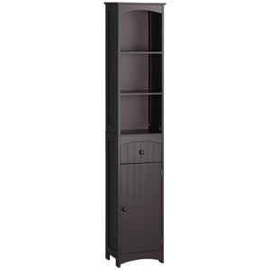 Tall Bathroom Storage Cabinet Linen Tower with Adjustable Shelves Drawer and Door Slim Corner Cupboard for Living Room