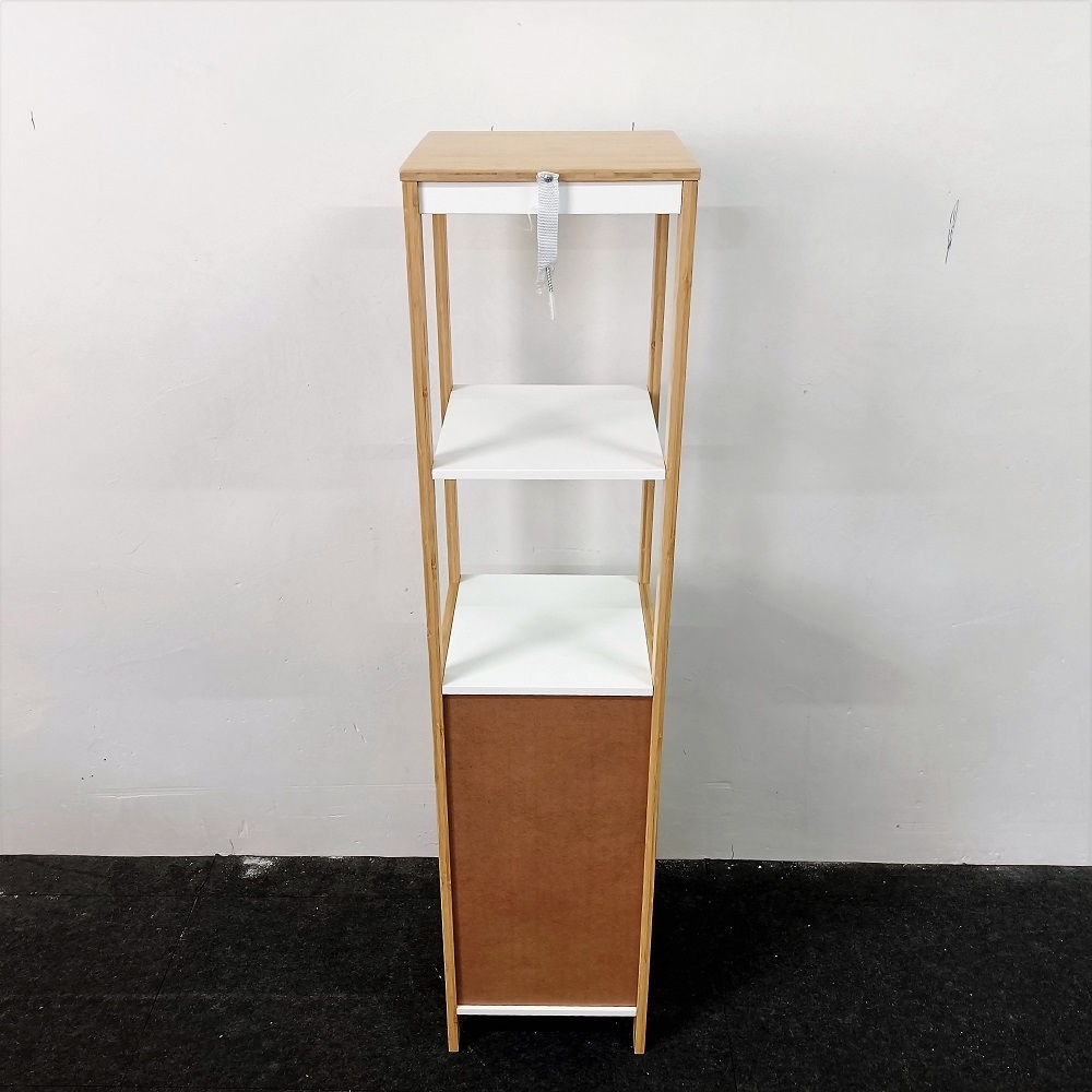 Floor Free Stand Linen Tower Storage Cabinet with Single Door and 2 Open Shelves