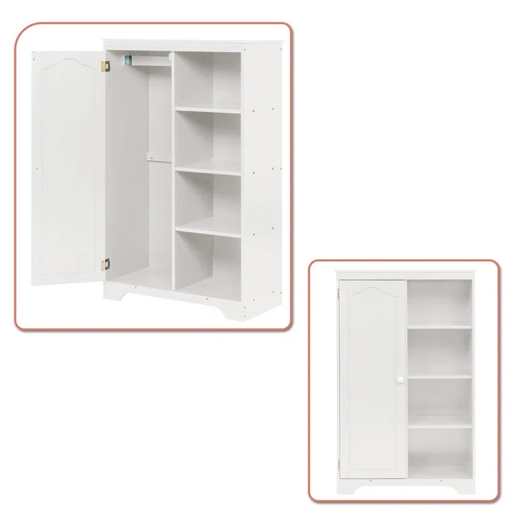 Wooden White Wardrobe Bedroom Closet Storage Organizer Set Armoire with Shelf Storage