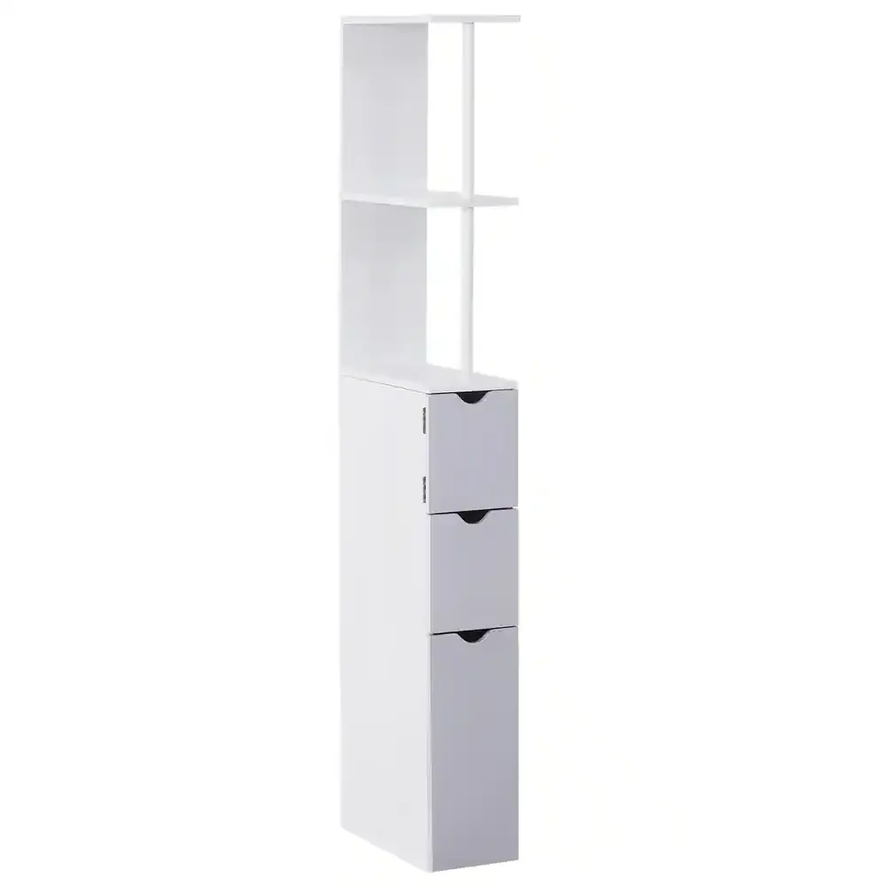 Floor Standing Bathroom Linen Tower Storage Cabinet with Drawer Doors and Open Shelf Organizer Cabinets for Bedroom Living Room