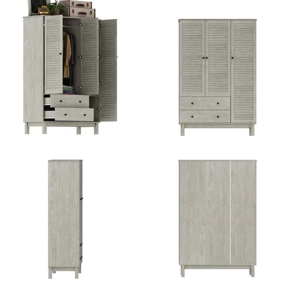 Modern Designs Storage Wardrobe Bedroom Kids Student Wardrobe Closet with 3 Doors and 2 Drawers