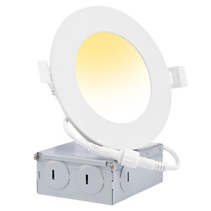 4Inch 3CCT Ultra-Thin LED Recessed Ceiling Light with Junction Box Dimmable Canless Wafer Downlight