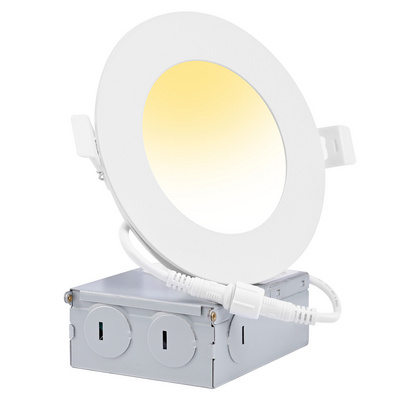 4Inch 3CCT Ultra-Thin LED Recessed Ceiling Light with Junction Box Dimmable Canless Wafer Downlight