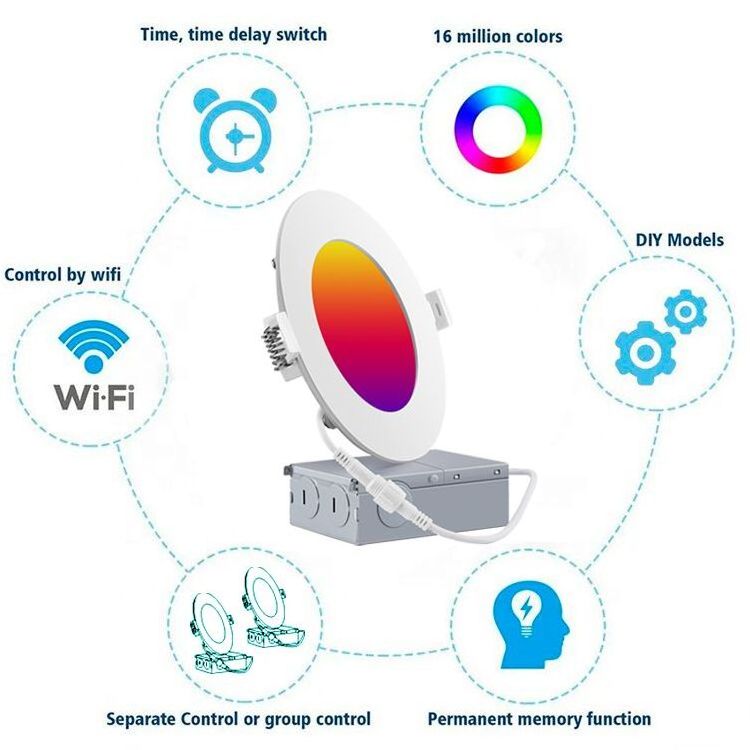 Wifi Smart Touch Wall Light Switch Led Spot Light 9W 12W Blue Tooth Tuya Smart Control Led Smart Ceiling Lights Led Downlight