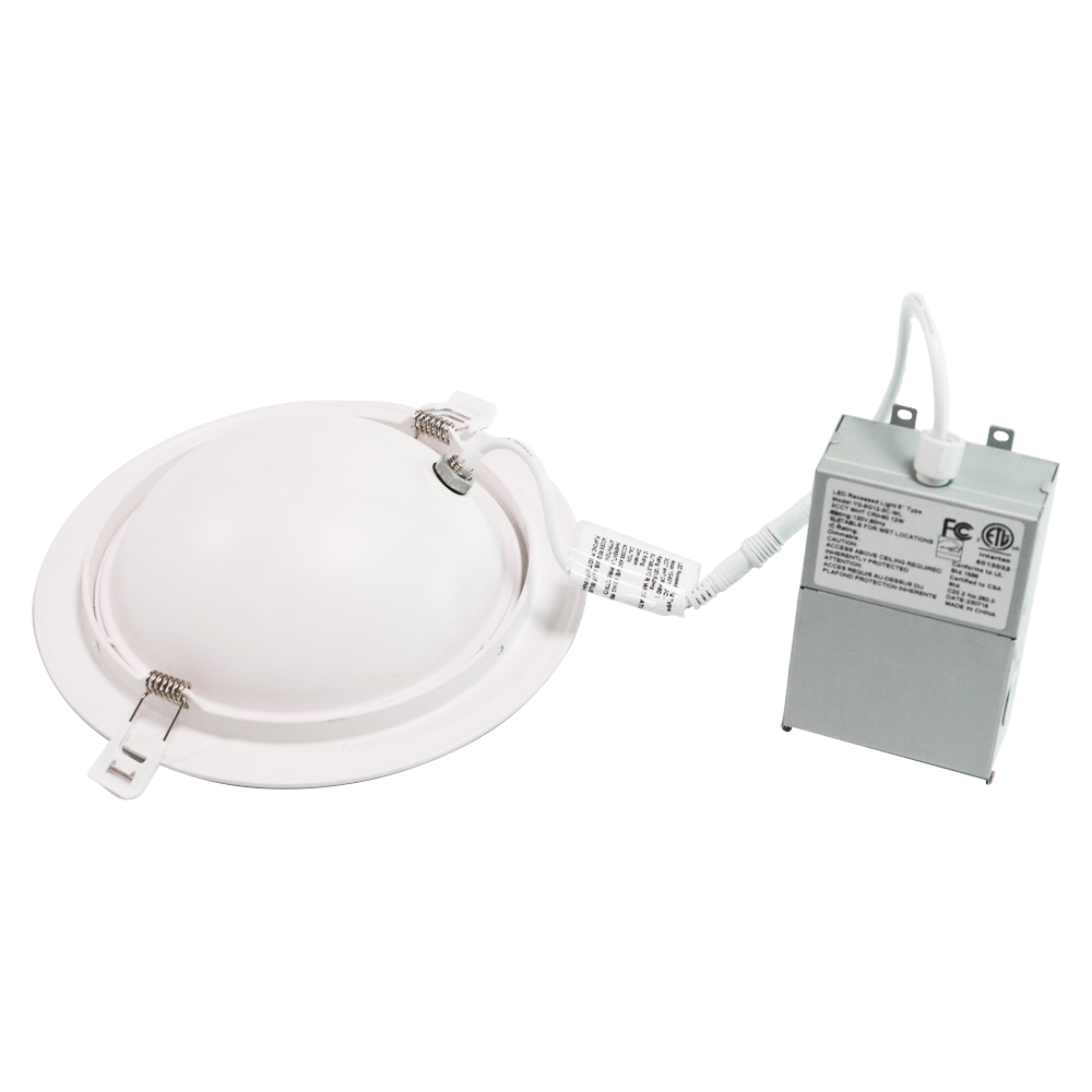 low MOQ 360 rotation 6in 12w Aluminum recessed ceiling light no flicker ETL ES dimmable 3cct eyeball gimbal down lights