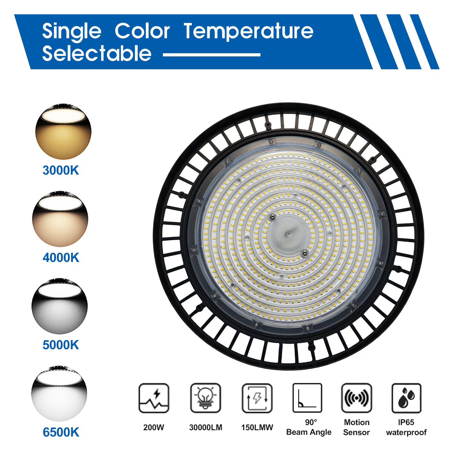 Commercial Industrial color changing DLC dimmable 150w 200w 240w warehouse garage UFO LED high bay light