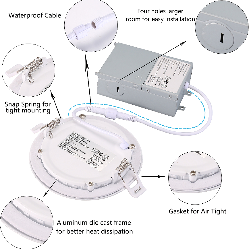 ETL Energy Star Certified Round Square Aluminum Pot Light LED Recessed Ceiling Light 3in 4in 6in 8in 12in Available