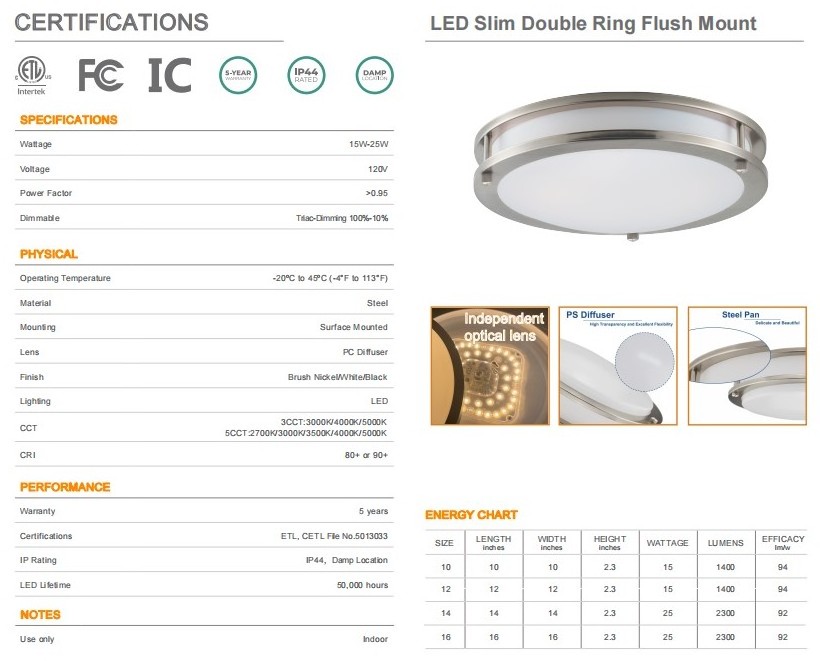 Hot Sale Round 15w 25w Brushed Nickel Color Double Ring Led Ceiling Light 5CCT Flush Mount Panel Light