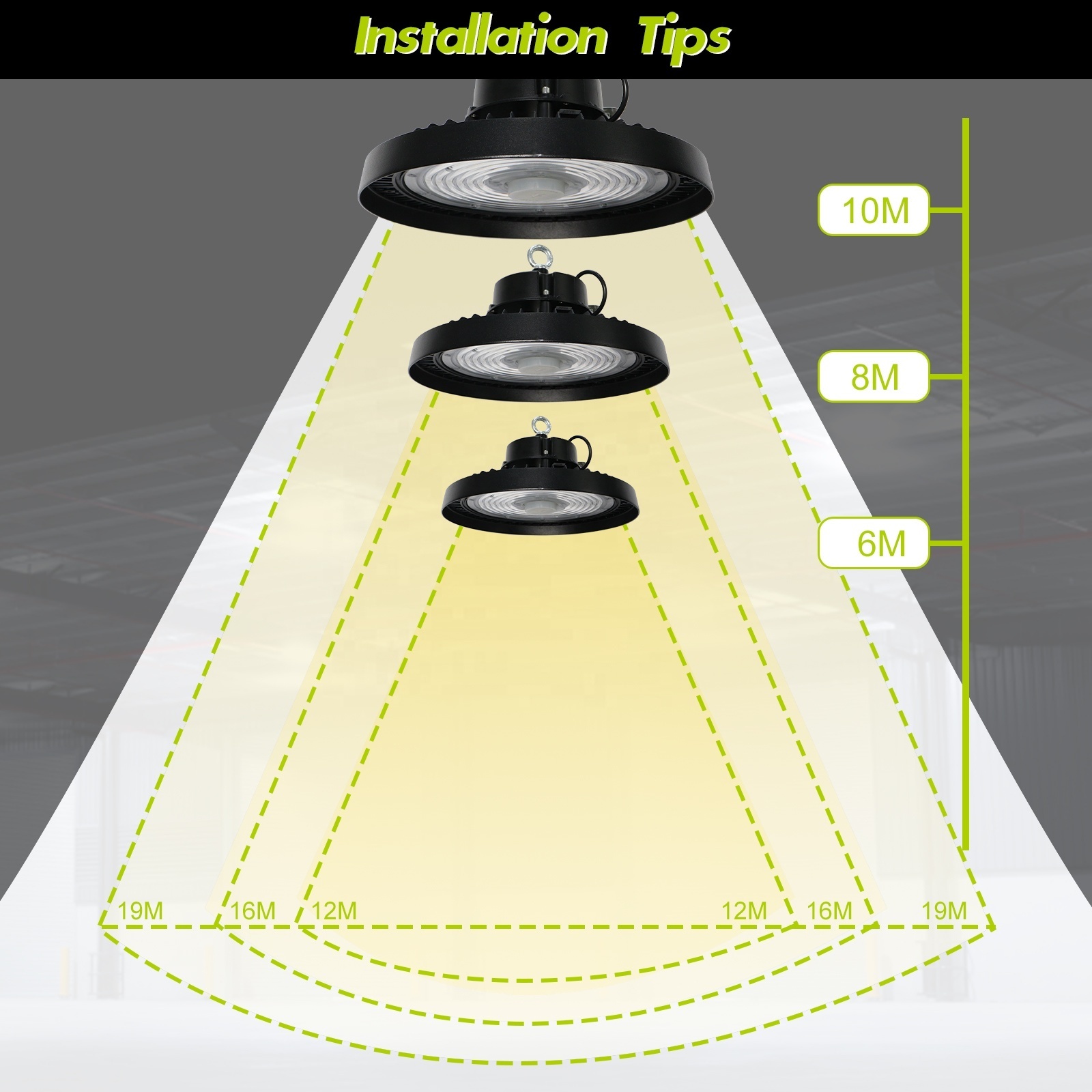 Youth Green Industrial Lighting IP65 Fixture 100W 150W 200W 240W UFO LED High Bay Light with Good Heat Dissipation