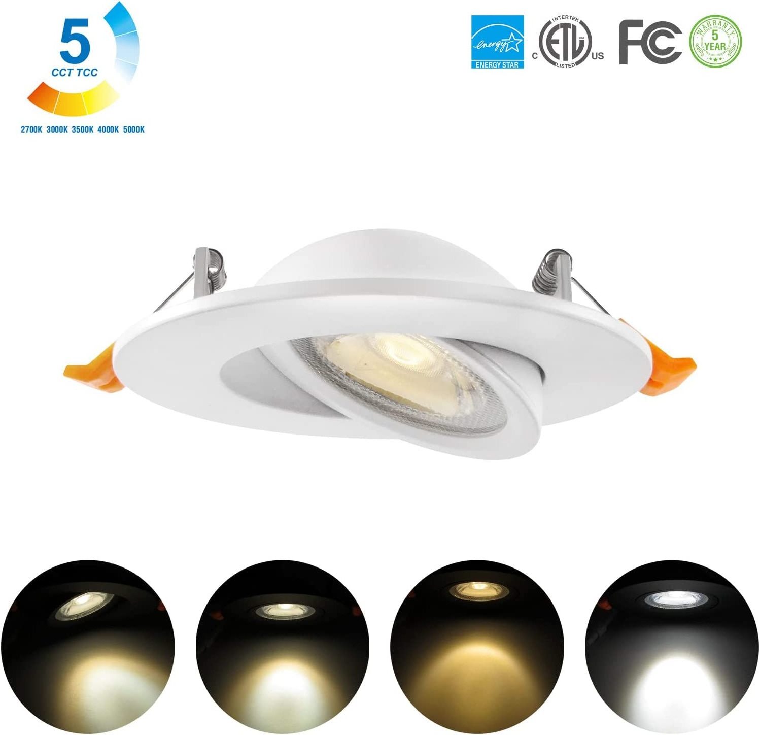 4 6 inch Smart Wi-Fi CW Color Changing Led Recessed 4 inch rgbcw gimbal downlight with Alexa Google Assistant