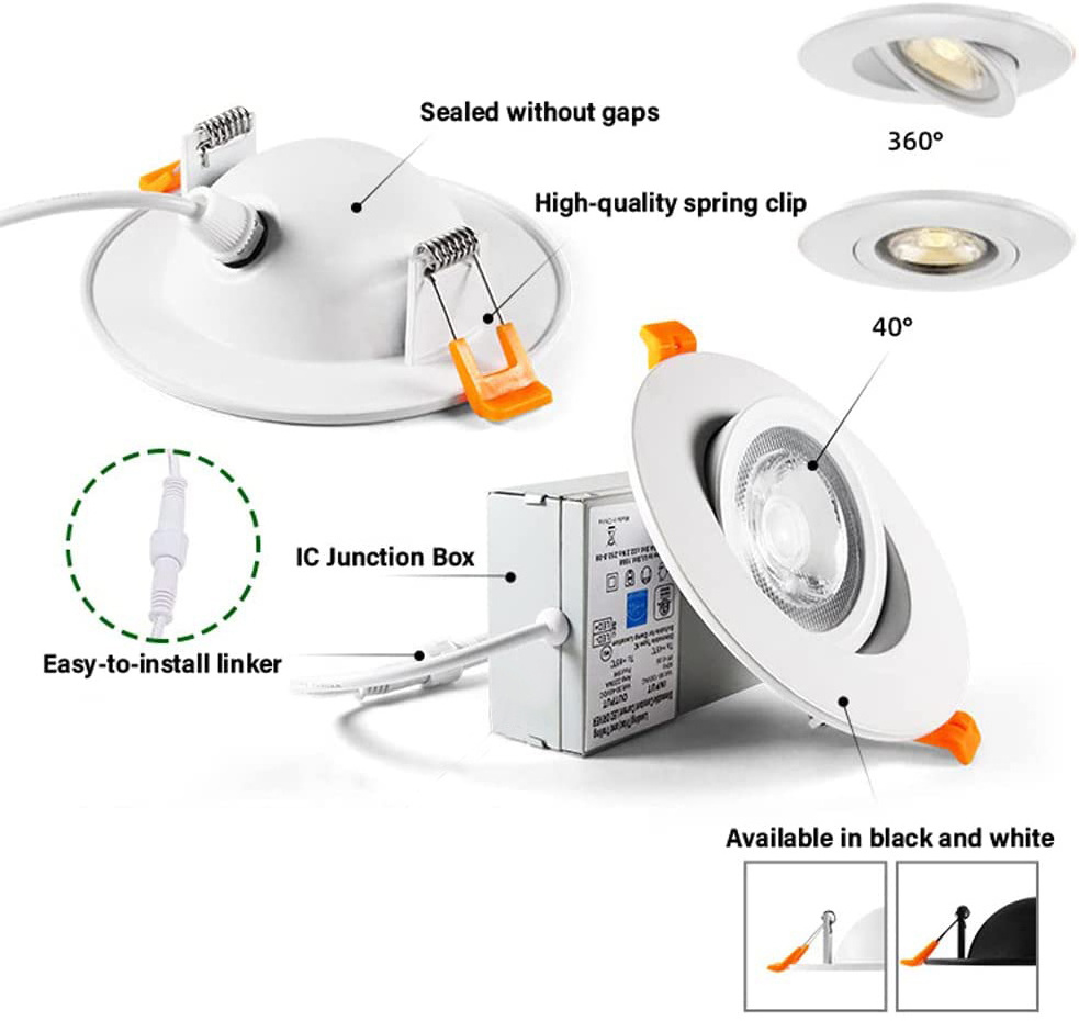 ES/ETL AC 4 inch 900lm adjustable panel pot Light anti glare  recessed LED gimbal downlight for hotel home