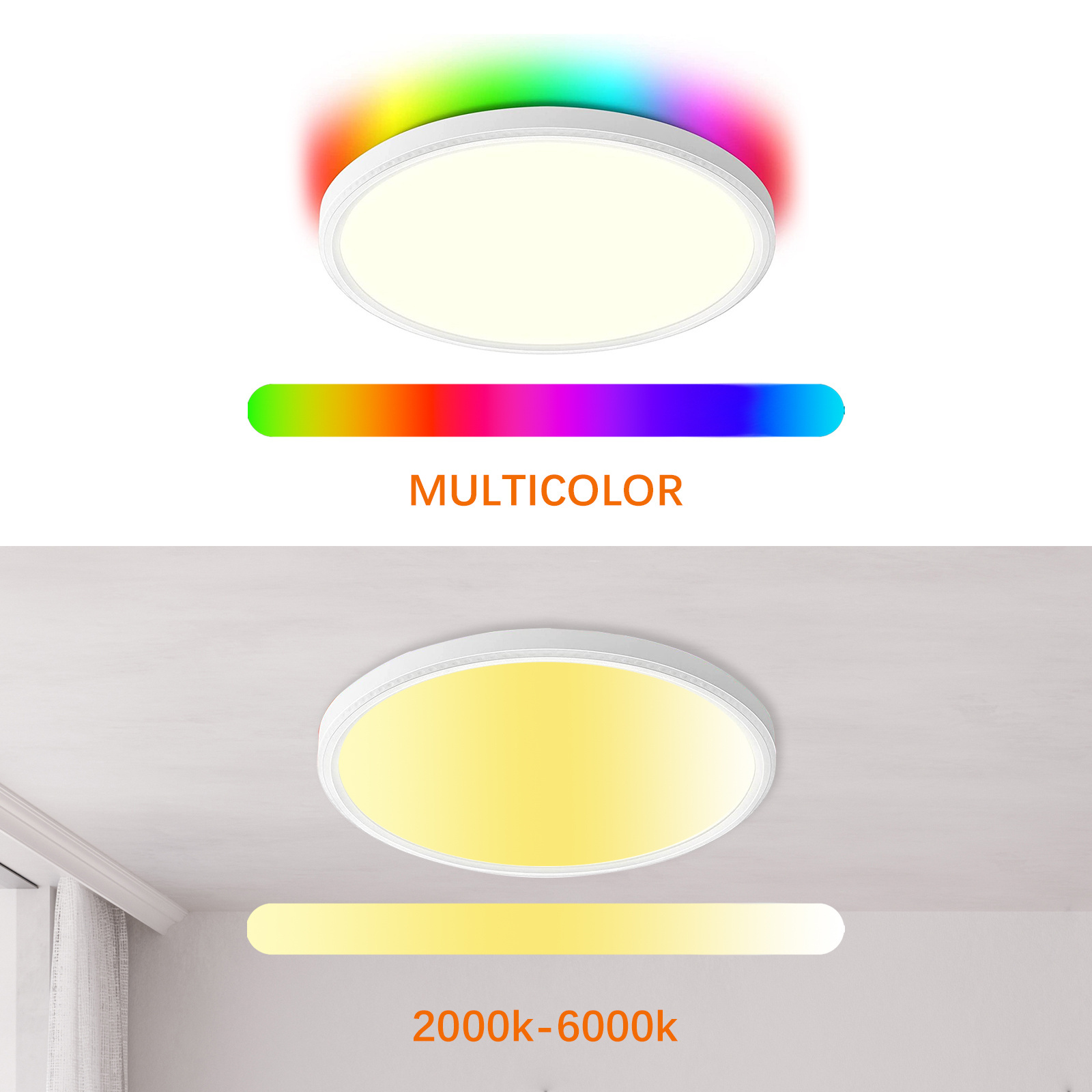 Modern Design Smart Light 12inch 24w 3000lm Round Led Flush Mount Ceiling Light suit for Low Profile