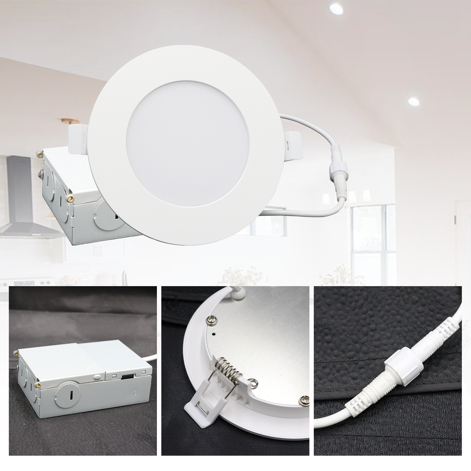 4 Inch 9W Morden Recessed Plastic LED Slim Panel Light CCT Tunable Pot Light with ETL