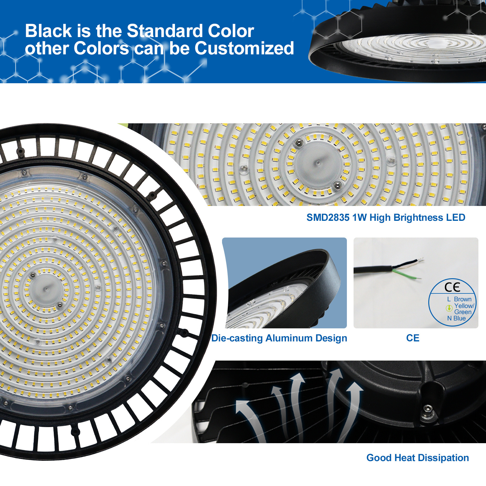 Commercial Lighting Fixture 100-277v 100W 150W 200W 240W 300W IP65 Round UFO Led High Bay Light Warehouse Workshop Highbay Lamp