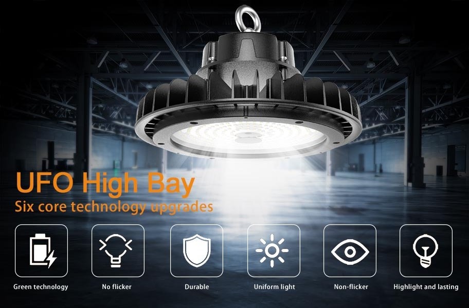 Commercial Industrial Lighting 100W 150W 200W Warehouse Lamp Dimmable Ip65 Round Ufo Led High Bay Light