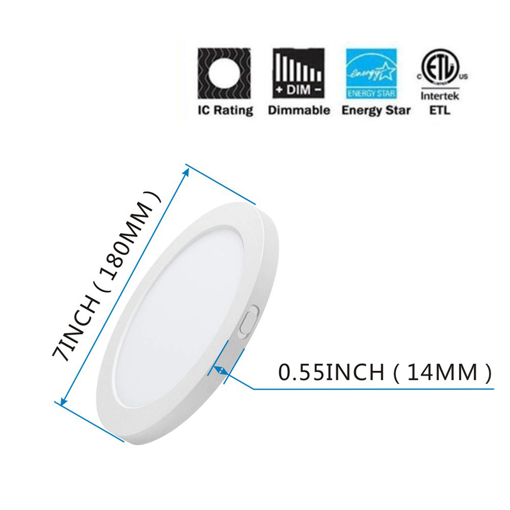 7in 12W Ceiling Lights LED Flush Mount Light for Living Room Office Bedroom Canada US Warehouse