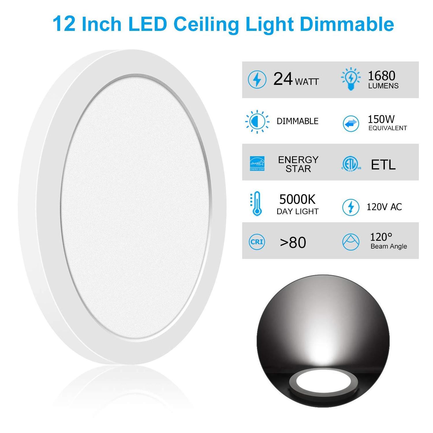 7in 12W Ceiling Lights LED Flush Mount Light for Living Room Office Bedroom Canada US Warehouse