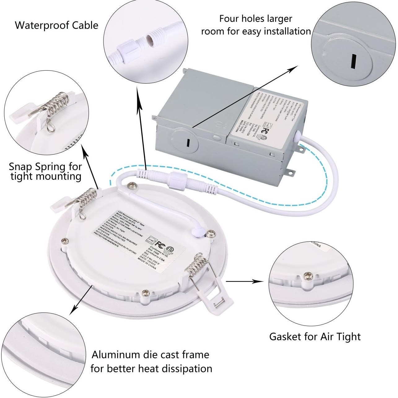 4 Inch 6 Inch High Quality Led Recessed Wafer Panel Light 3CCT Color Changeable