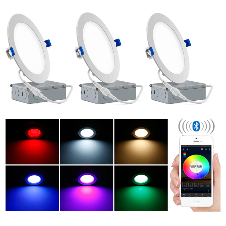 16 Million Color RGBCW Changeable LED Ceiling Light Recessed Panel Downlight Wifi APP Control Smart LED Slim Panel Light