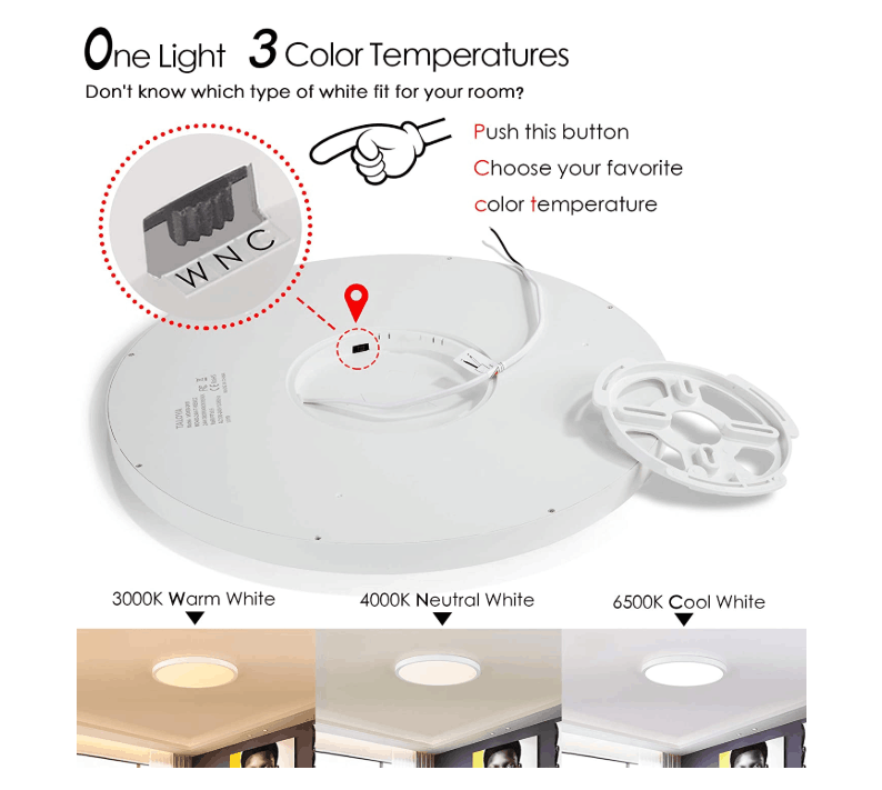 YG010 Led Flush Mount Panel 3CCT Selectable DIP Switch 3000LM 9 