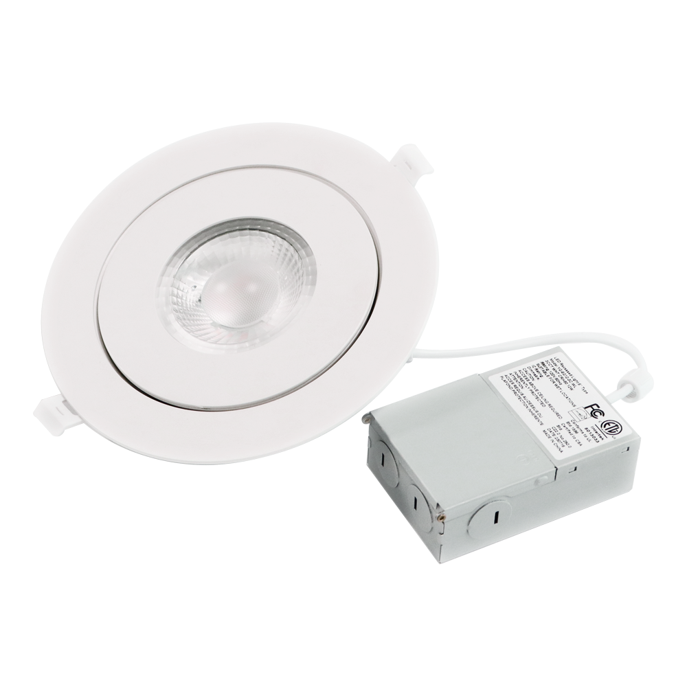 Energy Star FCC Recessed Slim Round Adjustable Angle Downlight Dimmable 3CCT Gimbal Light 6in 12W