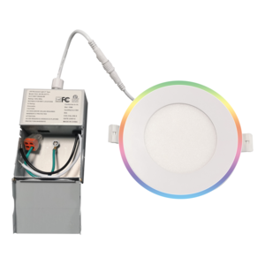 Slim Recessed LED Panel Pot Lights Downlight Dimmable 4Inch Slim Panel 5CCT with Night Light RGB 2000K