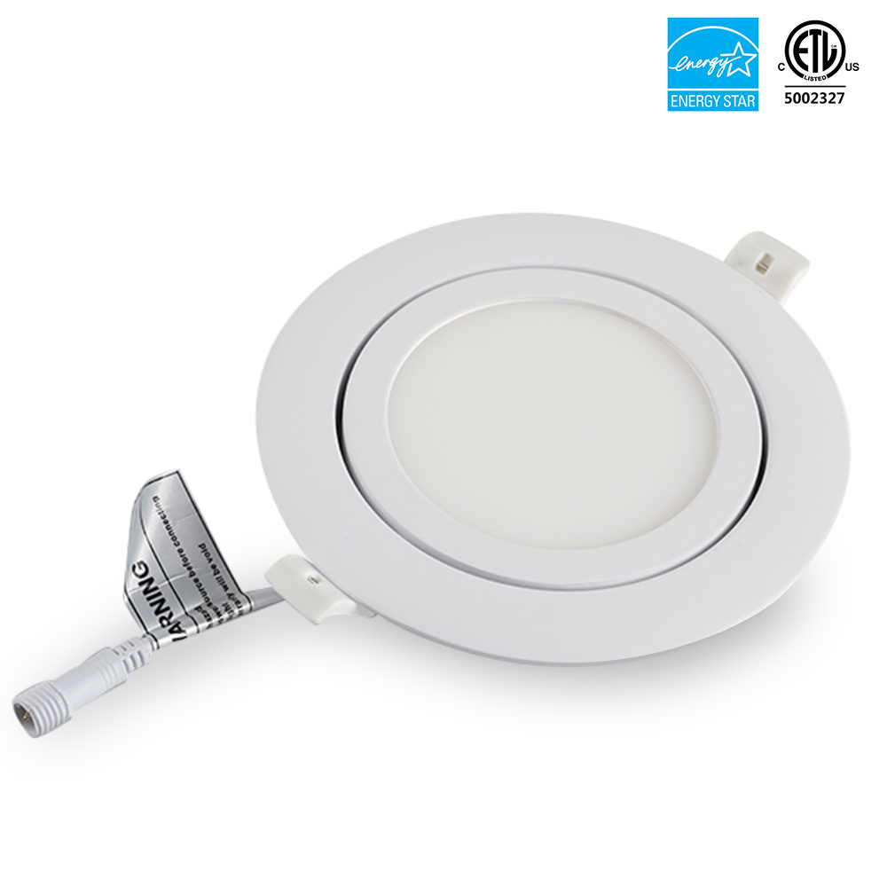 Recessed 4in 9W 3CCT LED Gimbal Panel Light for damp location