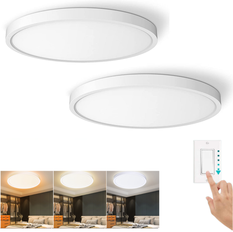 Ultra-thin 5000K Dimmable Indoor Home 12inch 24W 3000lm 3CCT Flicker Free LED Lights for Home Ceiling Light Fittings