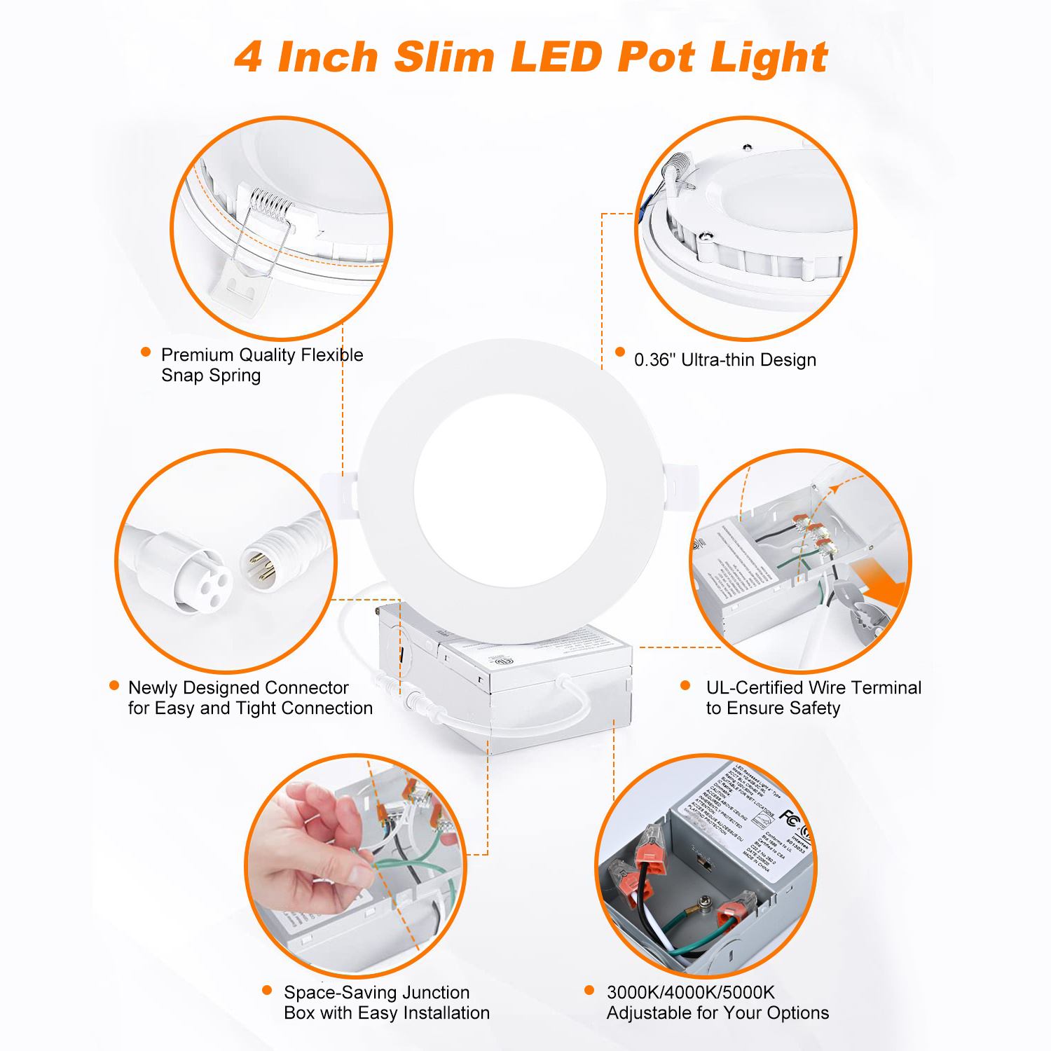 R/S 3in 4in 6in 3CCT 5CCT Canless Recessed Downlight Round Ultra Slim Led Panel Lights Ceil