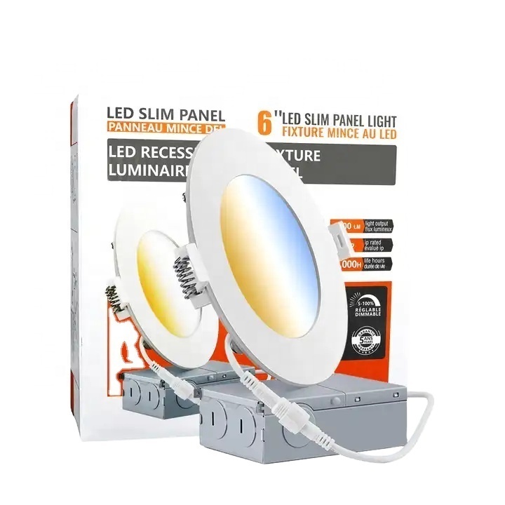 4inch 9W 750LM Low Profile Slim Panel Light With Junction Box,Air Tight,Dimmable, ETL Listed,Energy Star Certified