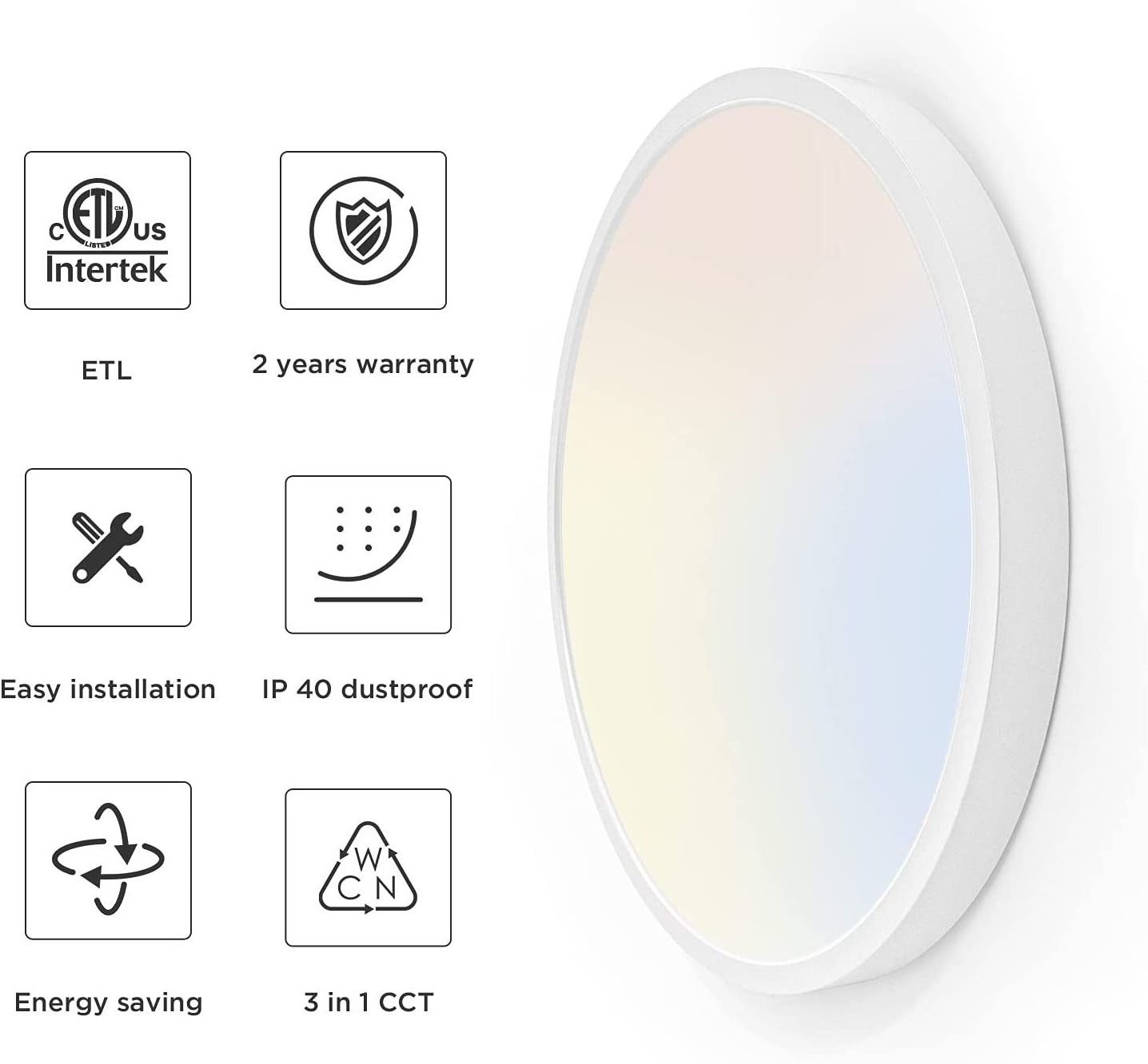 Modern Design 3 Colors 9inch 18W 12inch 24W LED Ceiling Light Surface Mount for Living Room with ETL Energy Star