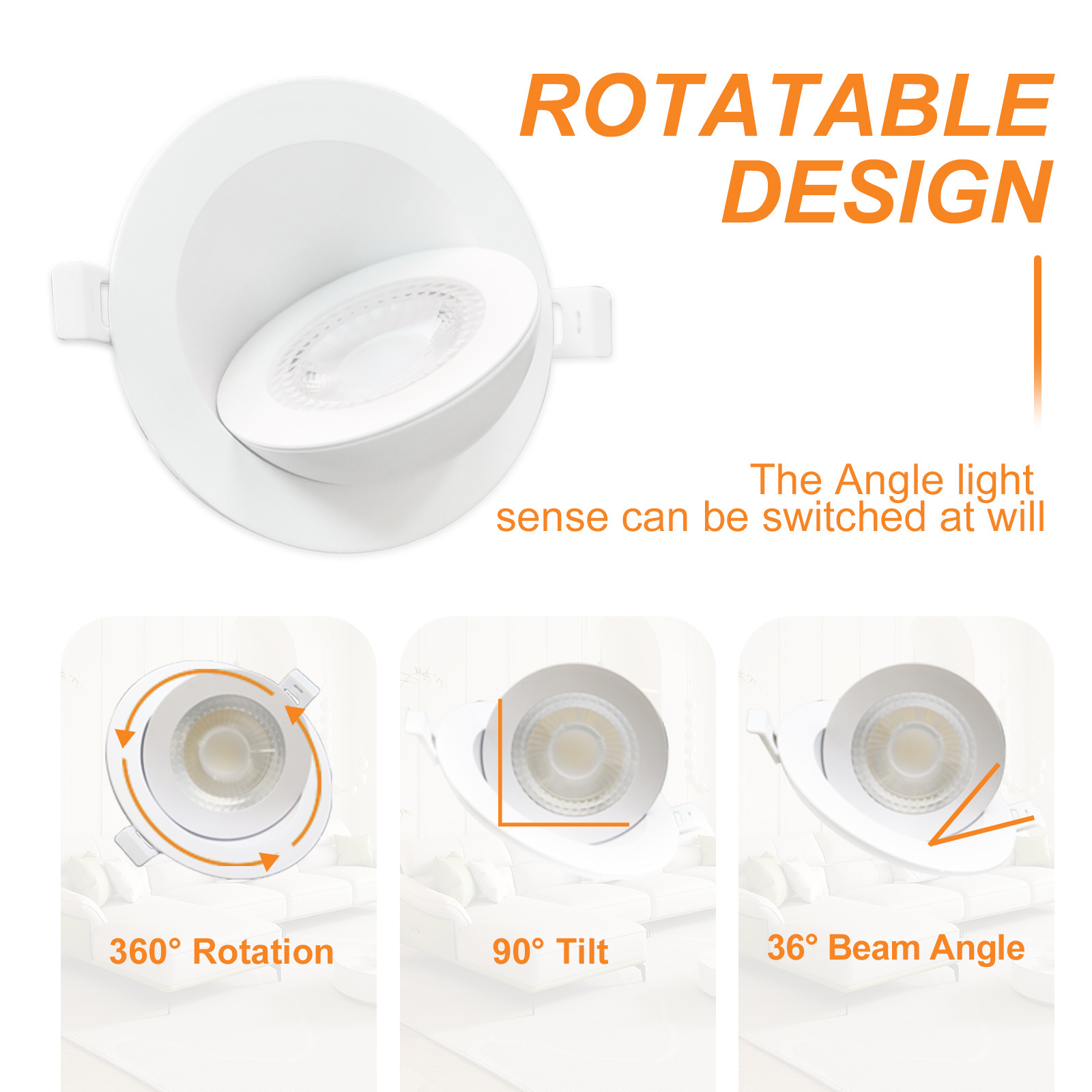 4 inch 9w IP54 Recessed Round LED Panel Light with Swivel LED Gimbal Downlight