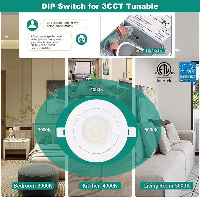 ETL Certification 3 4 6 inch Beam Angle 36 Degree Led Downlight Gimbal