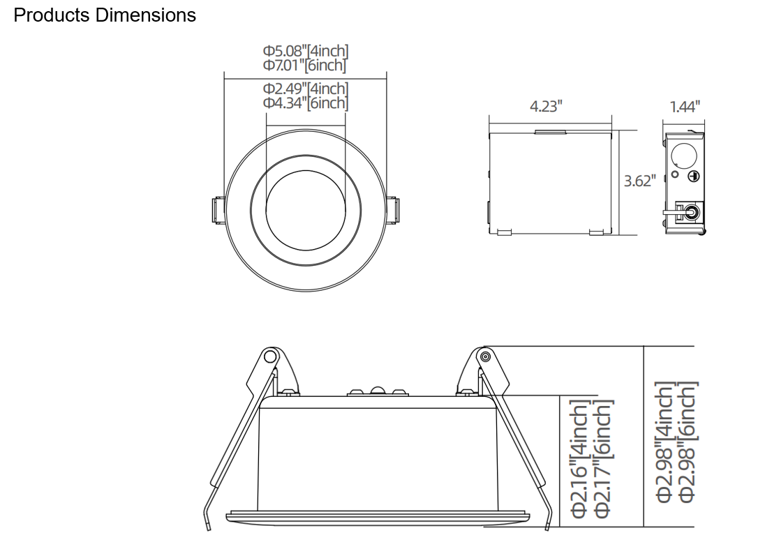 YG IP54 Air Tight No Leak Out Fire Rated 4 Inch LED Recessed Downlights 5CCT Dimmable Anti fire pot light with Energy Star ETL