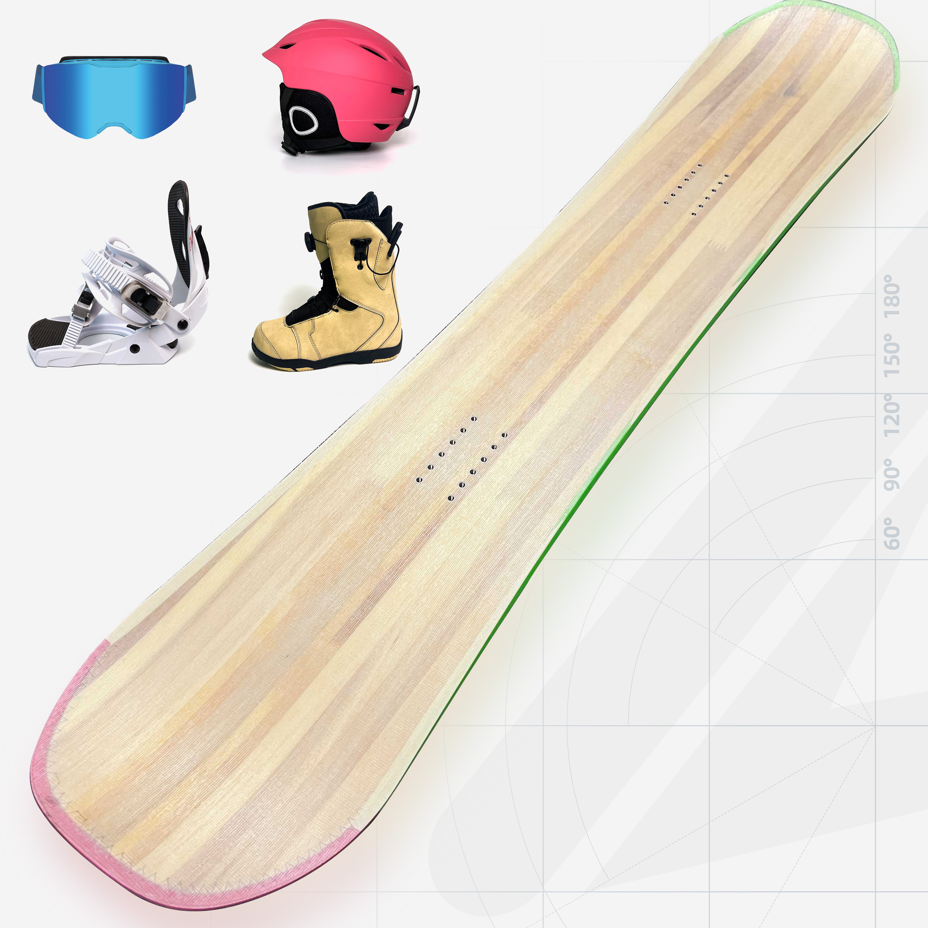 New season 155 cm transparent wooden texture camber rocker freestyle snowboard board