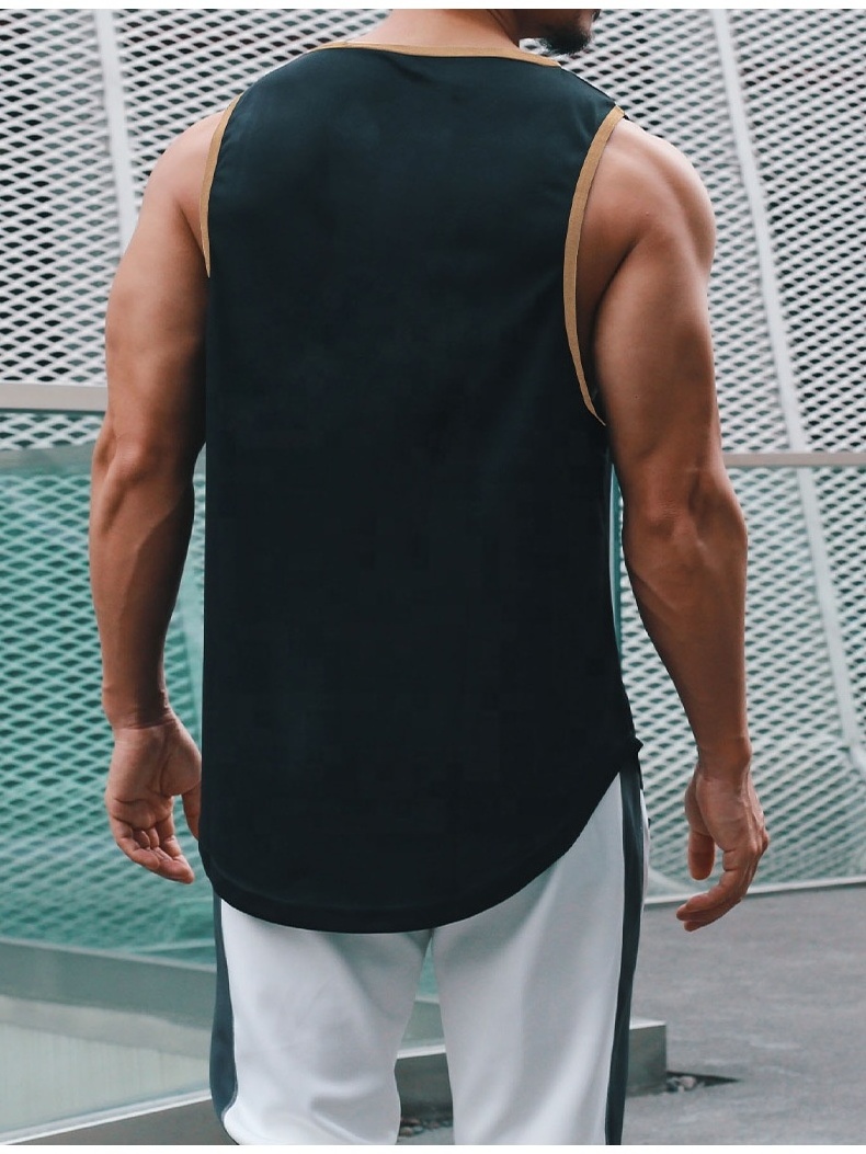 Men's Fitness Breathable Tank Top Singlet Plain Sports Vest Basketball Jersey 100% Polyester Man Quick Dry Sleeveless Tank Tops