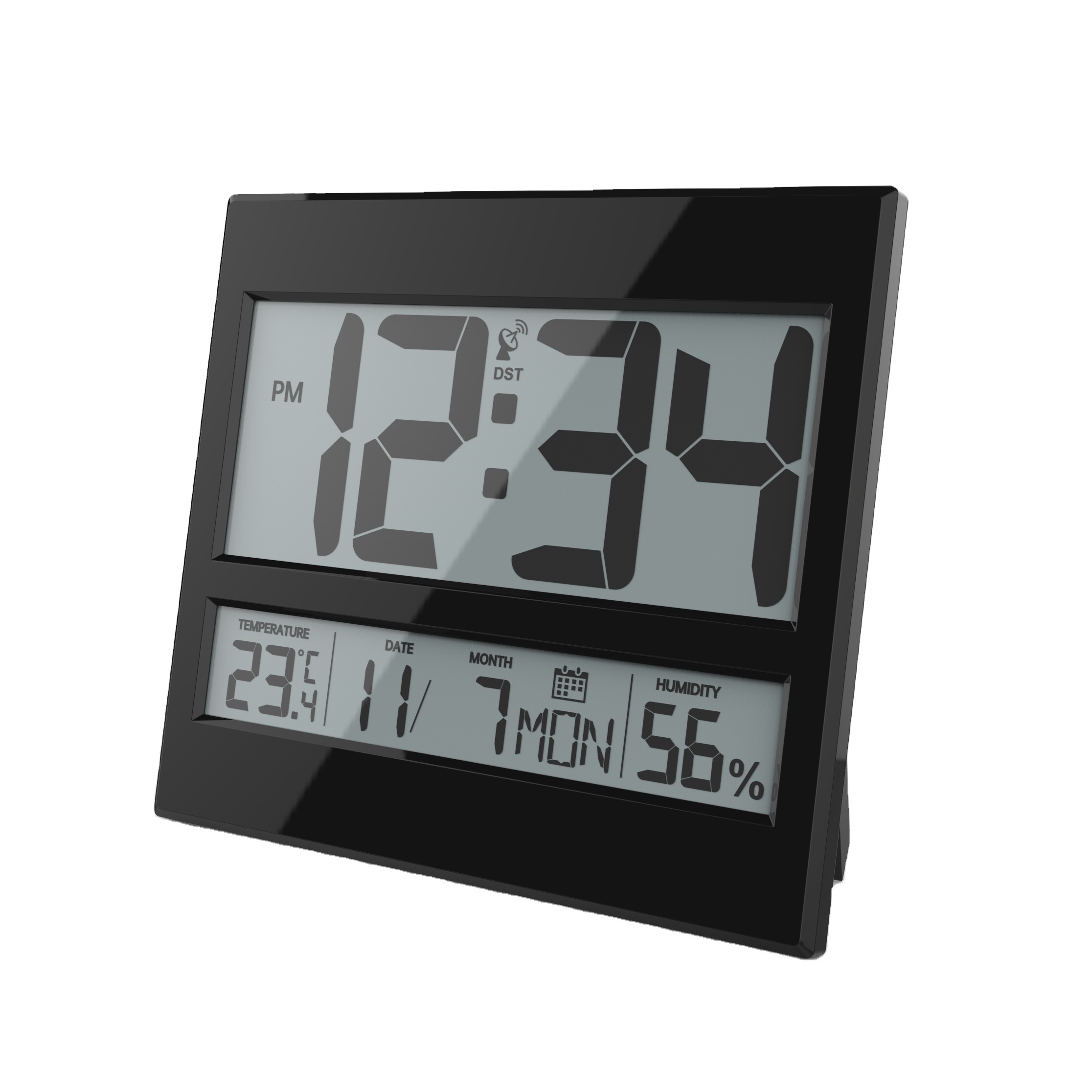 2023 New Radio Controlled Clock Digital Atomic Jumbo Clock With Indoor Temperature and Humidity Wall Clock