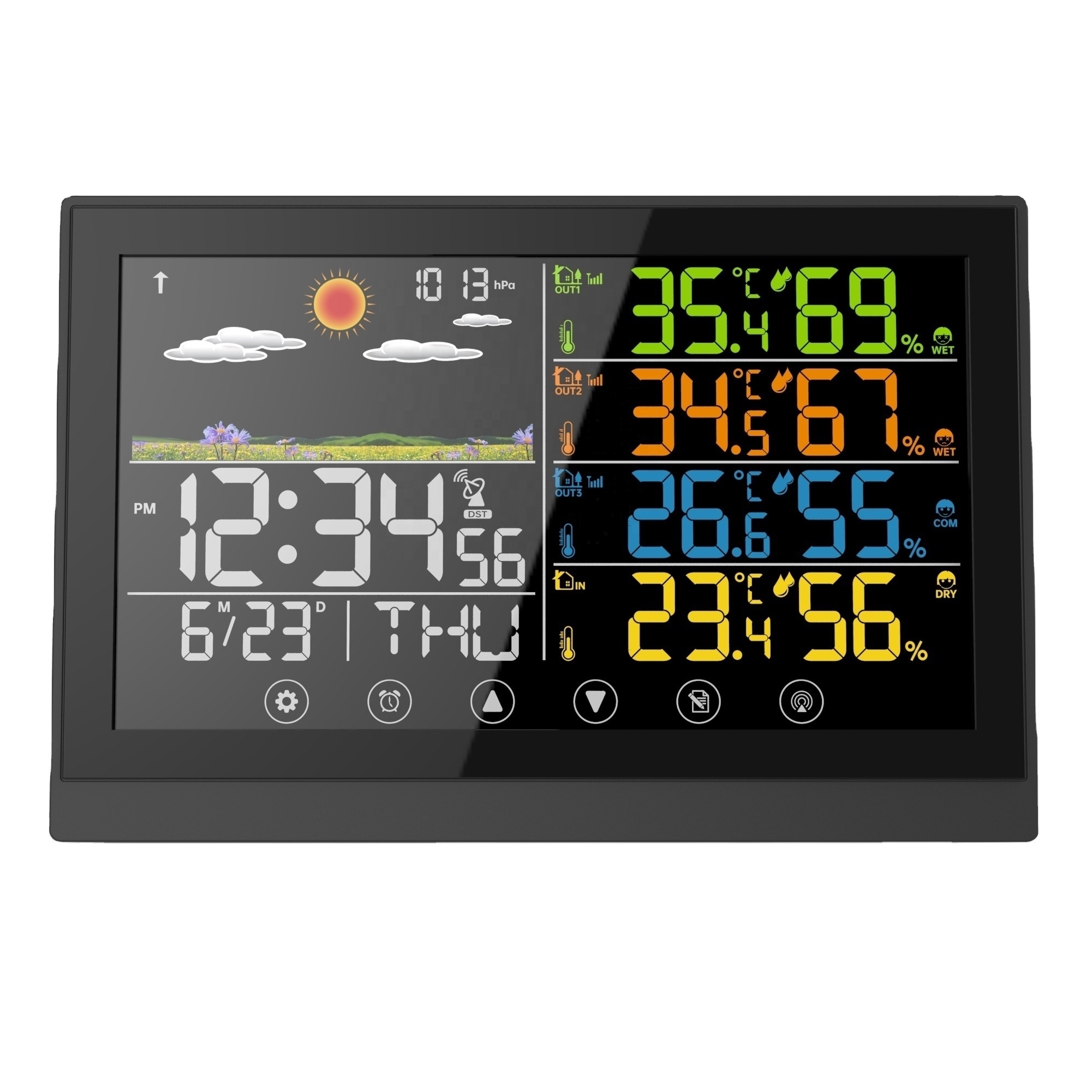 YOUTON DST RCC Weather Station with Weather Forecast,3CH Outdoor Temperature Display,Touch Buttons